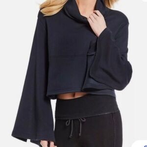 Free People FP Movement Salvation Turtleneck Flare Slit Sleeve Black Pullover S